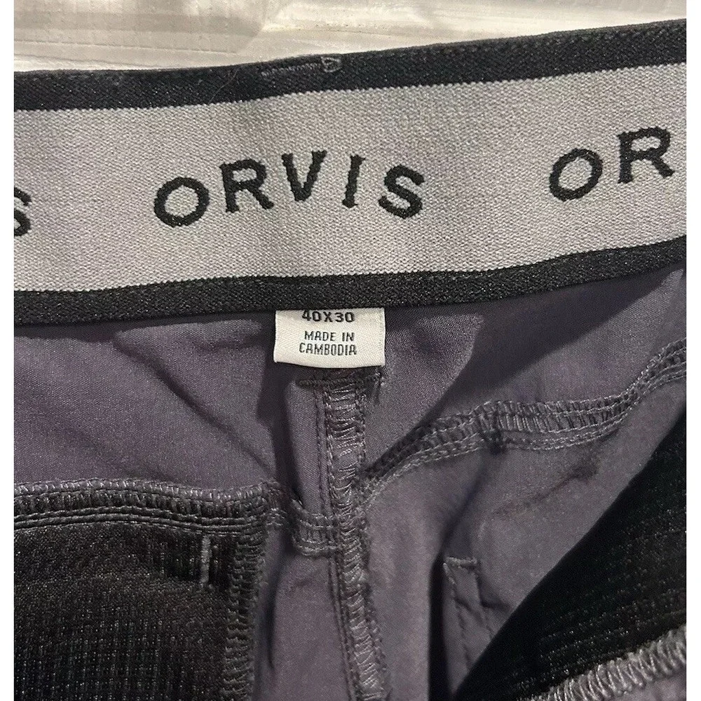 ORVIS Mens 40x30 Stretch Water Repellent Cargo Pants Gray Outdoor Performance‎